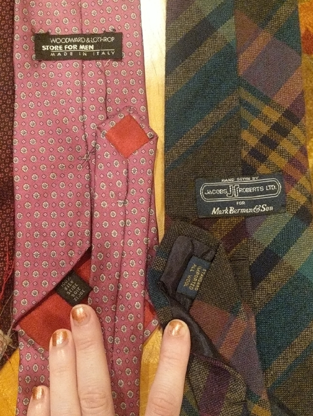 Assorted Men's Silk, Cotton and Woo Ties in Teal, Burgundy, Purple, Blue & Brown - Picture 13 of 13